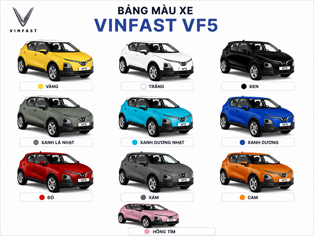 Bảng màu xe Vinfast VF 5