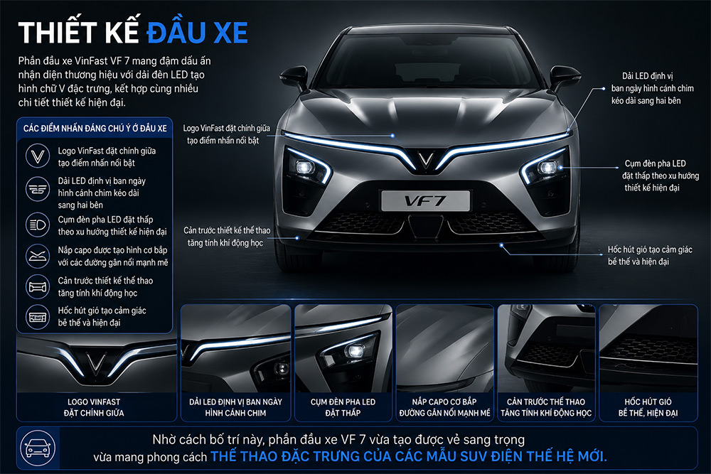 Thiết kế đầu xe trên Vinfast VF 7