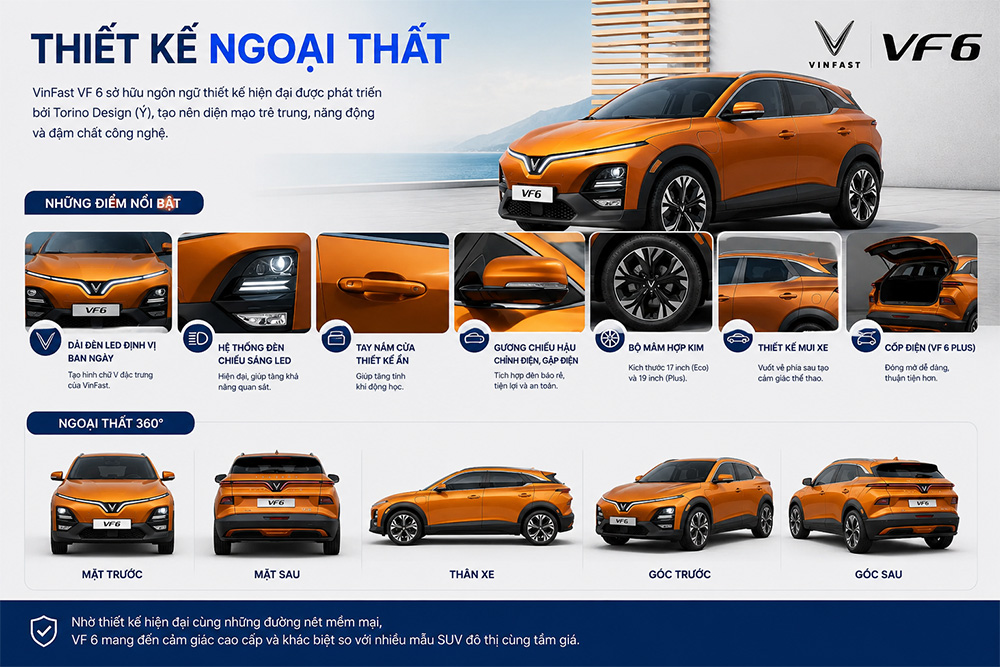 Thiết Kế Ngoại Thất Trên VF 6