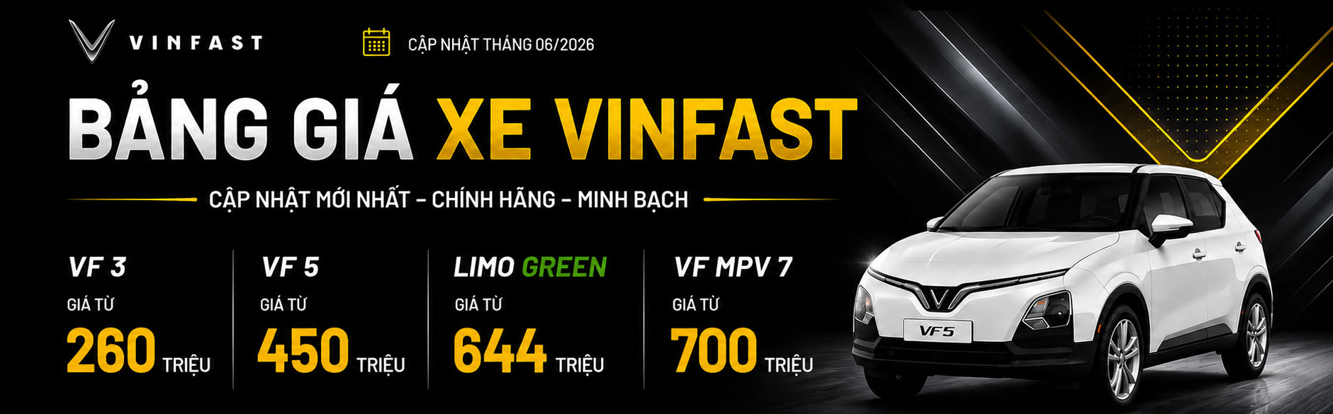 Banner bảng giá xe vinfast tháng 6