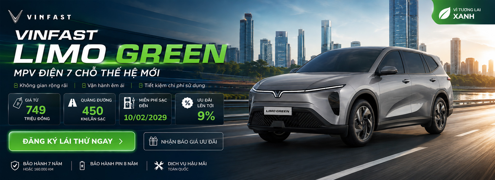 Banner Vinfast Limo Green